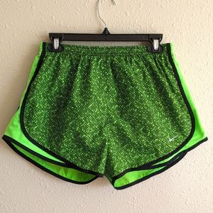 Nike DriFit Shorts Sz Large lined bright green black running hiking summer